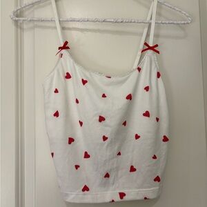 Z Supply White Tank Top with Red Hearts